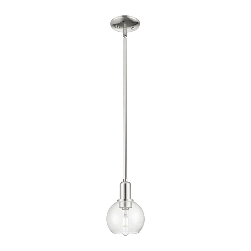 Innovations Athens 6in 1-Light Mini Pendant | Industrial Polished Nickel Steel and Seedy Glass | Kitchen Island & Dining Room | Model 716-1S-PN-G124-6