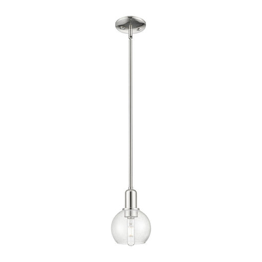 Innovations Athens 6in 1-Light Mini Pendant | Industrial Polished Nickel Steel and Seedy Glass | Kitchen Island & Dining Room | Model 716-1S-PN-G124-6