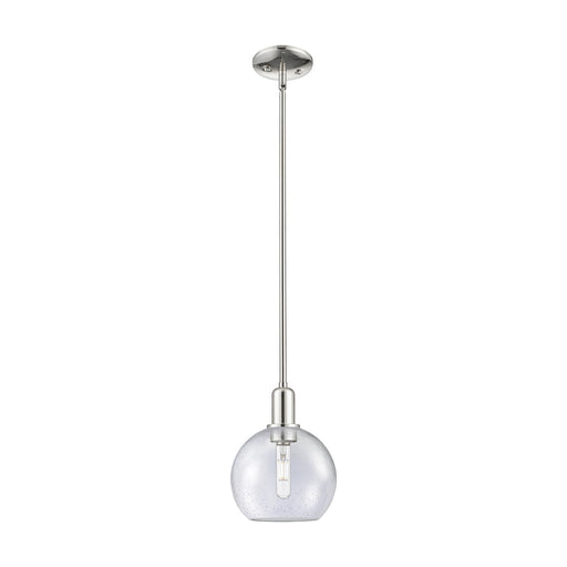Innovations Athens 8in 1-Light Mini Pendant | Industrial Polished Nickel Steel and Seedy Glass | Kitchen Island & Dining Room | 8 | Model 716-1S-PN-G124-8