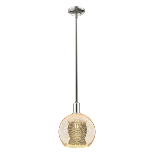 Innovations Athens 10in 1-Light Mini Pendant | Industrial Polished Nickel Steel and Mercury Glass | Kitchen Island & Dining Room | Model 716-1S-PN-G128-10