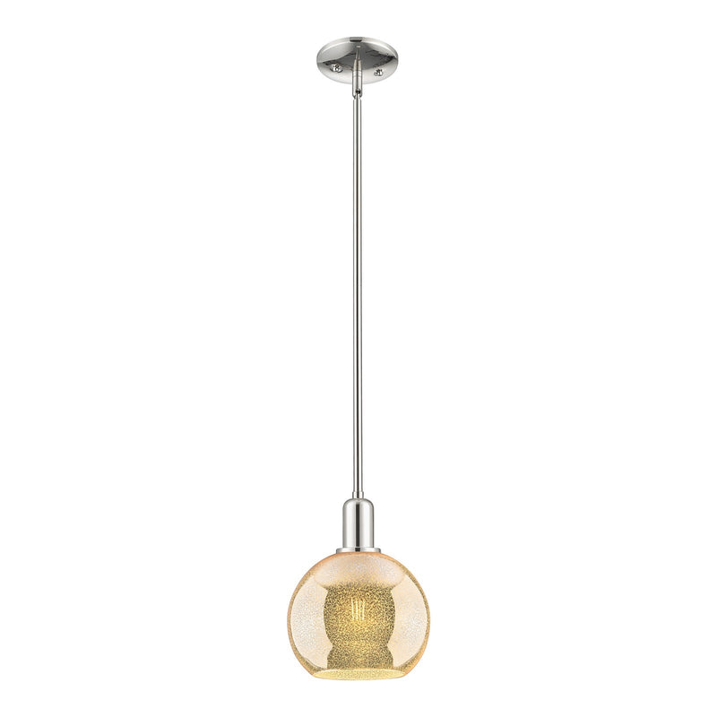 Innovations Athens 8in 1-Light Mini Pendant | Industrial Polished Nickel and Mercury Glass | Kitchen Island & Dining Room | 8 x 8 | Model 716-1S-PN-G128-8