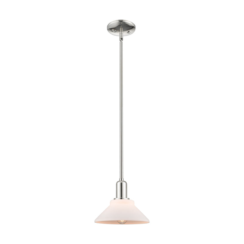 Innovations Orwell 8in 1-Light Mini Pendant | Industrial Polished Nickel and Matte White Glass | Kitchen Island & Dining Room | Model 716-1S-PN-G131