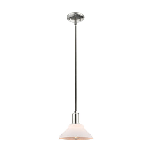 Innovations Orwell 8in 1-Light Mini Pendant | Industrial Polished Nickel and Matte White Glass | Kitchen Island & Dining Room | Model 716-1S-PN-G131