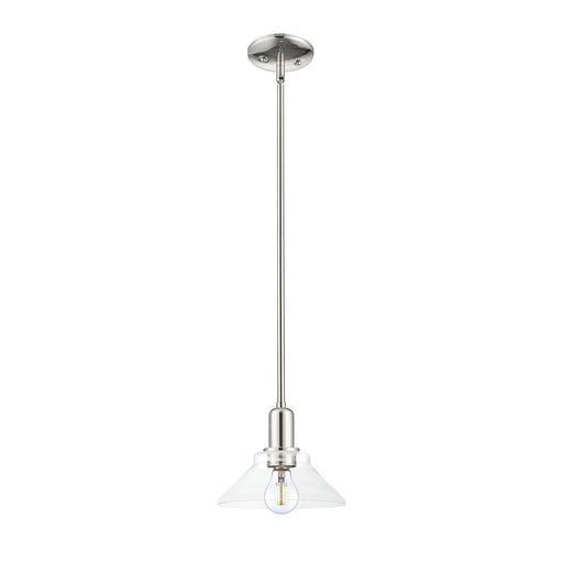 Innovations Orwell 8in 1-Light Mini Pendant | Industrial Polished Nickel and Clear Glass | Kitchen Island & Dining Room | 8.38 x | Model 716-1S-PN-G132
