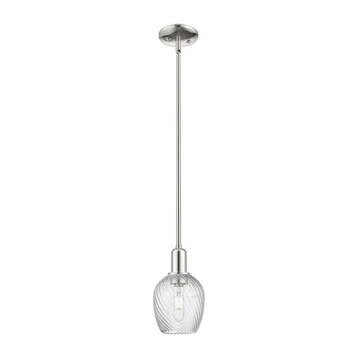 Innovations Salina 5.75in 1-Light Mini Pendant | Industrial Polished Nickel and Clear Spiral Fluted Glass | Kitchen Island & Dining | Model 716-1S-PN-G292