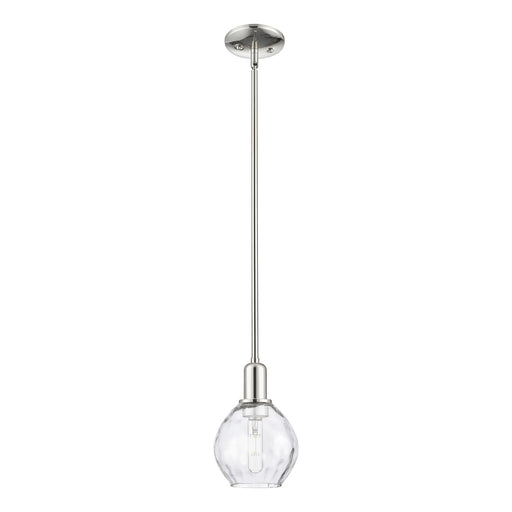 Innovations Waverly 6in 1-Light Mini Pendant | Industrial Polished Nickel and Clear Water Glass | Kitchen Island & Dining Room | 6 | Model 716-1S-PN-G362