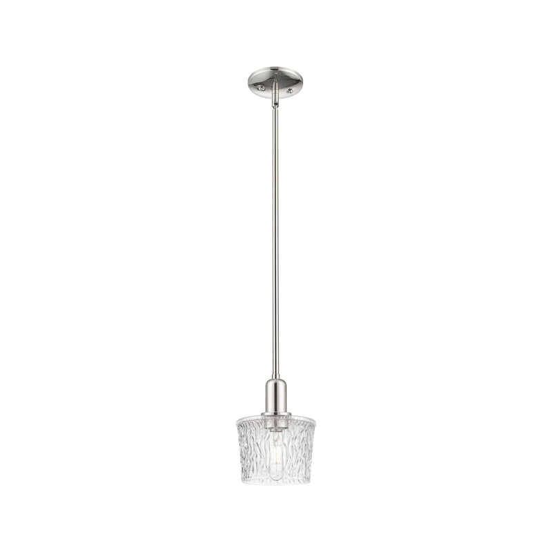 Innovations Niagara 7in 1-Light Mini Pendant | Industrial Polished Nickel and Clear Glass | Kitchen Island & Dining Room | Damp | Model 716-1S-PN-G402