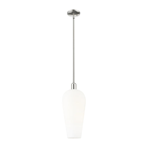 Innovations Chelsea 8in 1-Light Mini Pendant | Industrial Polished Nickel and White Glass | Kitchen Island & Dining Room | Damp | Model 716-1S-PN-G456-8WH