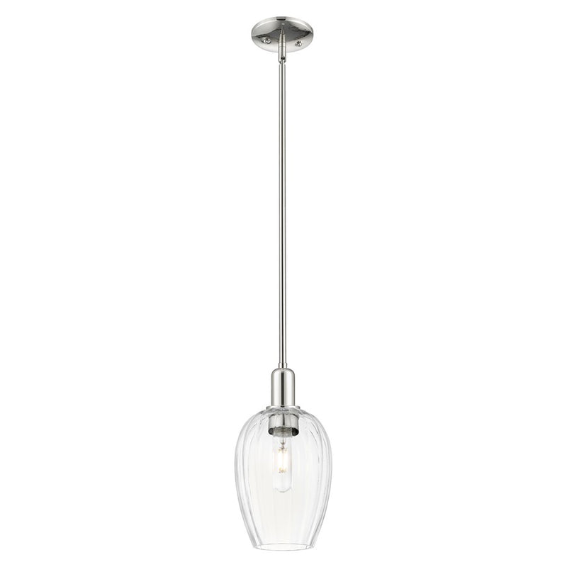 Innovations Preston 6" Flute Stem Mini Pendant, PN/Clear - 716-1S-PN-G457-6CL