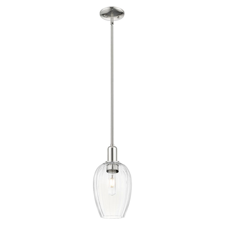 Innovations Preston 6" Flute Stem Mini Pendant, PN/Clear - 716-1S-PN-G457-6CL
