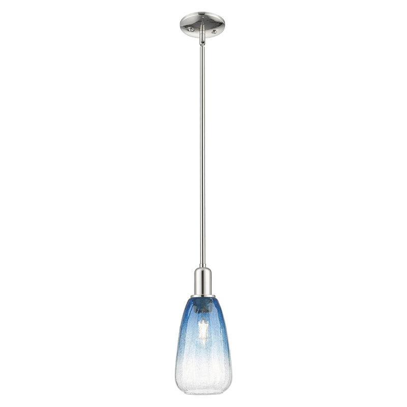 Innovations Brookhaven Almond 6" Stem Mini Pendant, PN/Blue - 716-1S-PN-G480-6SB