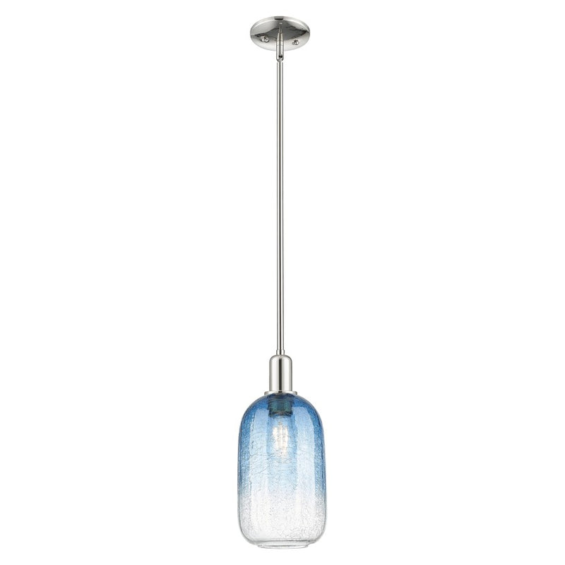 Innovations Brookhaven Cloche 7" Stem Mini Pendant, PN/Blue - 716-1S-PN-G482-7SB