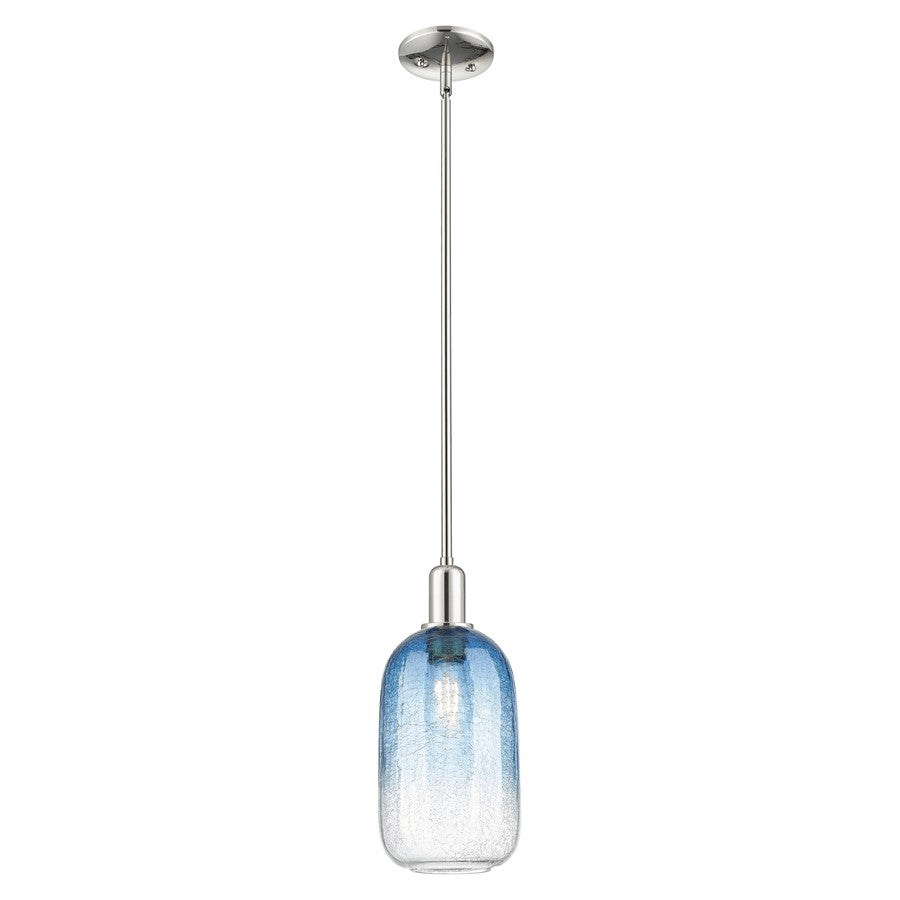 Innovations Brookhaven Cloche 7" Stem Mini Pendant, PN/Blue - 716-1S-PN-G482-7SB