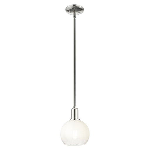 Innovations Brookhaven Globe 8" Stem Mini Pendant, PN/Opal - 716-1S-PN-G483-8OP