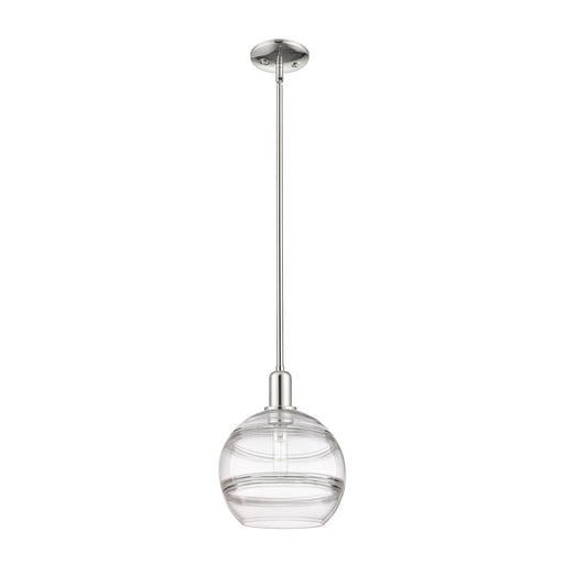 Innovations Rochester 10in 1-Light Mini Pendant | Industrial Polished Nickel and Clear Glass | Kitchen Island & Dining Room | Model 716-1S-PN-G556-10CL