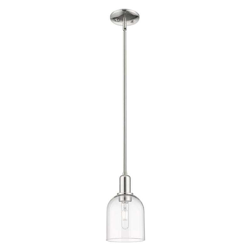 Innovations Bella 6in 1-Light Mini Pendant | Industrial Polished Nickel Steel and Clear Glass | Kitchen Island & Dining Room | Model 716-1S-PN-G558-6CL