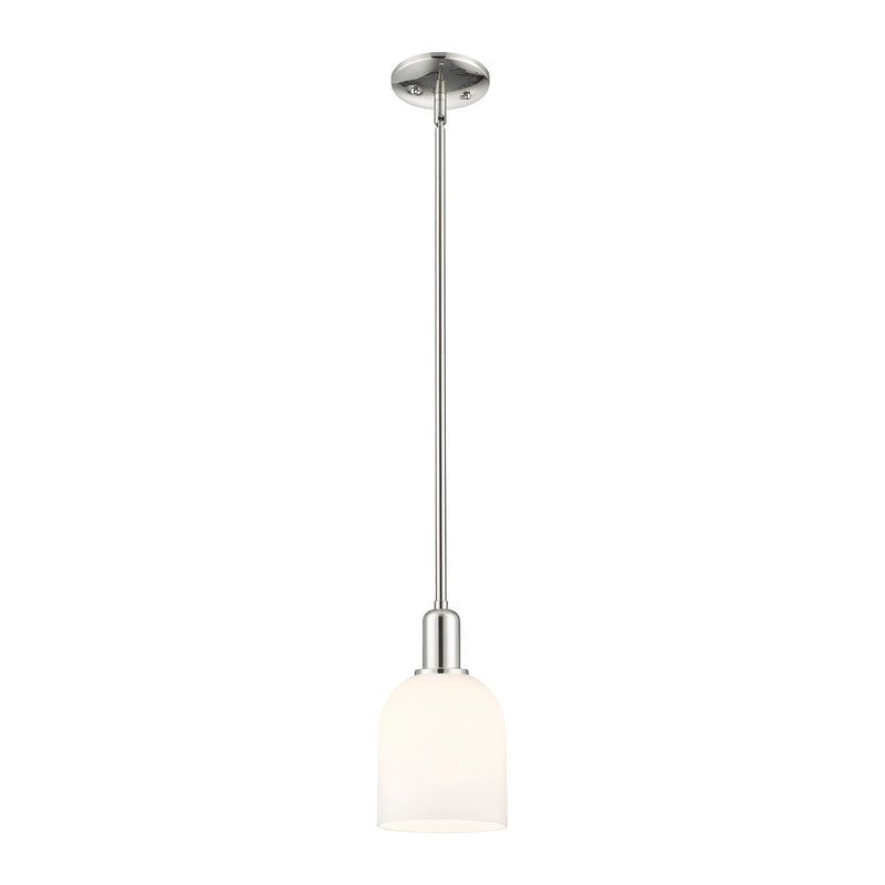 Innovations Bella 6in 1-Light Mini Pendant | Industrial Modern Polished Nickel and White Glass | Kitchen Island & Dining Room | Model 716-1S-PN-G558-6GWH