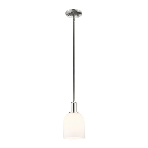 Innovations Bella 6in 1-Light Mini Pendant | Industrial Modern Polished Nickel and White Glass | Kitchen Island & Dining Room | Model 716-1S-PN-G558-6GWH