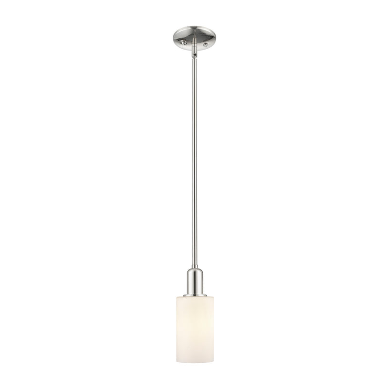 Innovations Clymer 1-Light Mini Pendant | Industrial Polished Nickel and Matte White Glass | Kitchen Island & Dining Room | 3.88 x | Model 716-1S-PN-G801