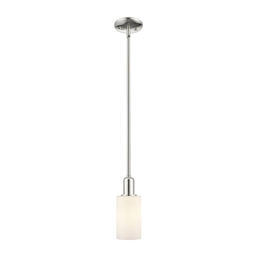 Innovations Clymer 1-Light Mini Pendant | Industrial Polished Nickel and Matte White Glass | Kitchen Island & Dining Room | 3.88 x | Model 716-1S-PN-G801