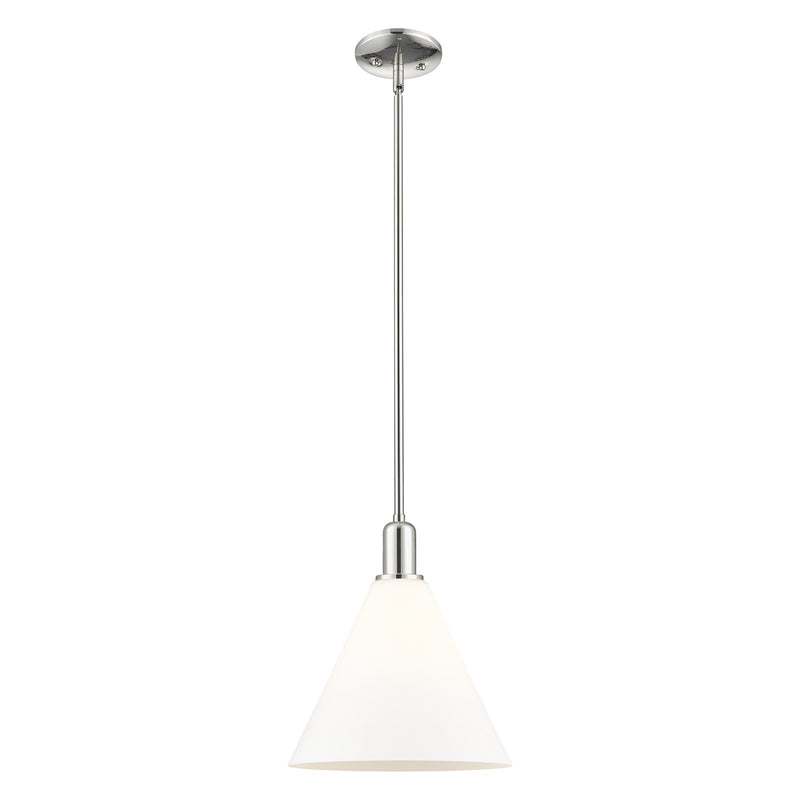 Innovations Berkshire Glass 12in 1-Light Mini Pendant | Industrial Polished Nickel and Matte White Glass | Kitchen Island & | Model 716-1S-PN-GBC-121