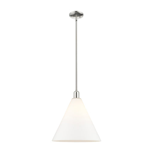 Innovations Berkshire Glass 16in 1-Light Mini Pendant | Industrial Polished Nickel and Matte White Glass | Kitchen Island & | Model 716-1S-PN-GBC-161