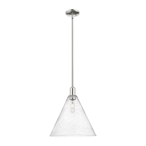 Innovations Berkshire Glass 16in 1-Light Mini Pendant | Industrial Polished Nickel Steel and Seedy Glass | Kitchen Island & | Model 716-1S-PN-GBC-164