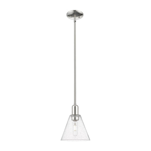 Innovations Berkshire Glass 8in 1-Light Mini Pendant | Industrial Polished Nickel Steel and Seedy Glass | Kitchen Island & Dining | Model 716-1S-PN-GBC-84