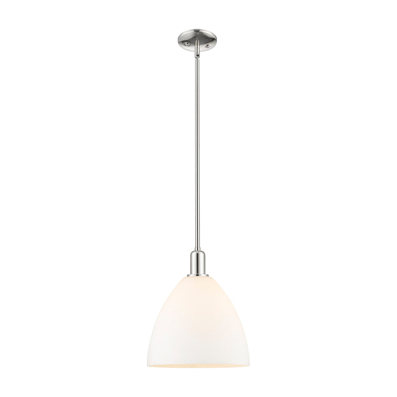 Innovations Bristol 12in 1-Light Mini Pendant | Industrial Polished Nickel and Matte White Glass | Kitchen Island & Dining Room | Model 716-1S-PN-GBD-121