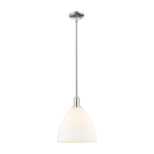 Innovations Bristol 12in 1-Light Mini Pendant | Industrial Polished Nickel and Matte White Glass | Kitchen Island & Dining Room | Model 716-1S-PN-GBD-121