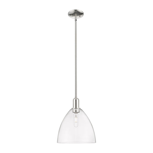 Innovations Bristol 12in 1-Light Mini Pendant | Industrial Polished Nickel Steel and Clear Glass | Kitchen Island & Dining Room | Model 716-1S-PN-GBD-122