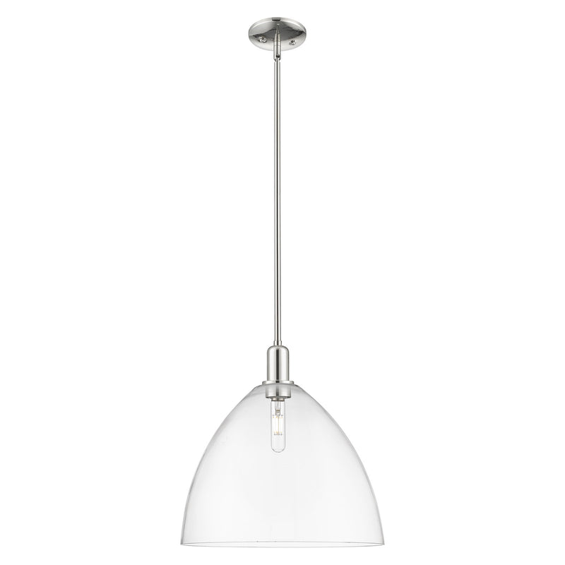 Innovations Bristol 16in 1-Light Mini Pendant | Industrial Polished Nickel Steel and Clear Glass | Kitchen Island & Dining Room | Model 716-1S-PN-GBD-162