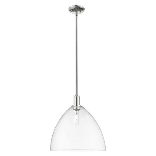 Innovations Bristol 16in 1-Light Mini Pendant | Industrial Polished Nickel Steel and Clear Glass | Kitchen Island & Dining Room | Model 716-1S-PN-GBD-162