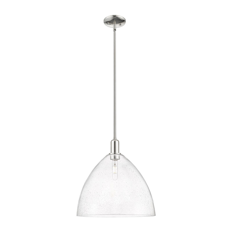 Innovations Bristol 16in 1-Light Mini Pendant | Industrial Polished Nickel Steel and Seedy Glass | Kitchen Island & Dining Room | Model 716-1S-PN-GBD-164