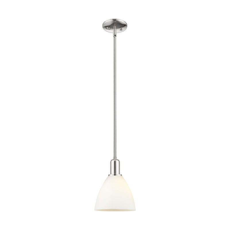 Innovations Bristol 8in 1-Light Mini Pendant | Industrial Polished Nickel and Matte White Glass | Kitchen Island & Dining Room | Model 716-1S-PN-GBD-751