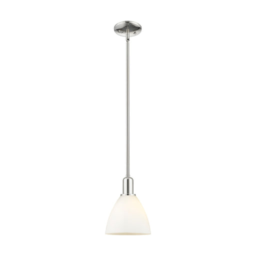 Innovations Bristol 8in 1-Light Mini Pendant | Industrial Polished Nickel and Matte White Glass | Kitchen Island & Dining Room | Model 716-1S-PN-GBD-751