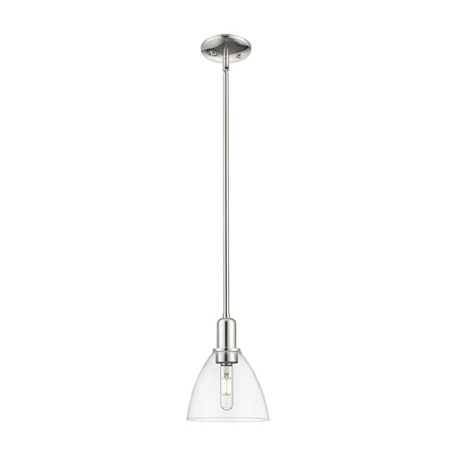 Innovations Bristol 8in 1-Light Mini Pendant | Industrial Polished Nickel Steel and Clear Glass | Kitchen Island & Dining Room | Model 716-1S-PN-GBD-752