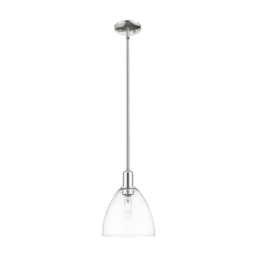 Innovations Bristol 9in 1-Light Mini Pendant | Industrial Polished Nickel and Clear Glass | Kitchen Island & Dining Room | 9 x 9 | Model 716-1S-PN-GBD-92