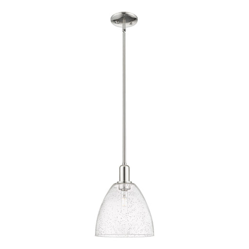 Innovations Bristol 9in 1-Light Mini Pendant | Industrial Polished Nickel Steel and Seedy Glass | Kitchen Island & Dining Room | Model 716-1S-PN-GBD-94