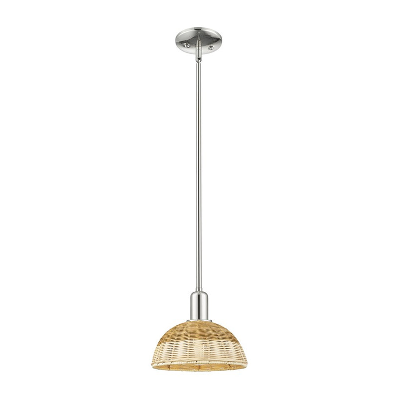 Innovations NB Dome 1Lt 9" Stem Mini Pendant, PN/Nat - 716-1S-PN-NBD2-9-NAT