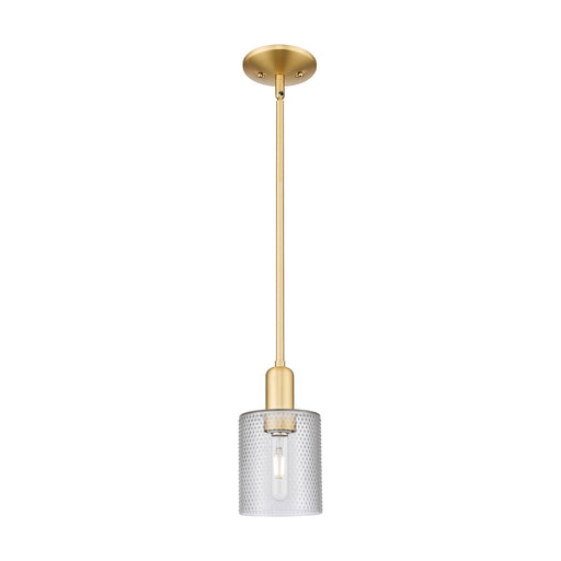 Innovations Cobbleskill 5in 1-Light Mini Pendant | Industrial Satin Gold Steel and Clear Glass | Kitchen Island & Dining Room | Model 716-1S-SG-G112