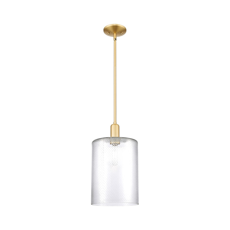 Innovations Cobbleskill 9in 1-Light Mini Pendant | Industrial Satin Gold Steel and Clear Glass | Kitchen Island & Dining Room | 9 | Model 716-1S-SG-G112-L