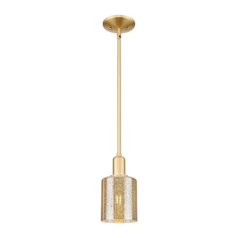 Innovations Cobbleskill 5in 1-Light Mini Pendant | Industrial Satin Gold Steel and Mercury Glass | Kitchen Island & Dining Room | 5 | Model 716-1S-SG-G116