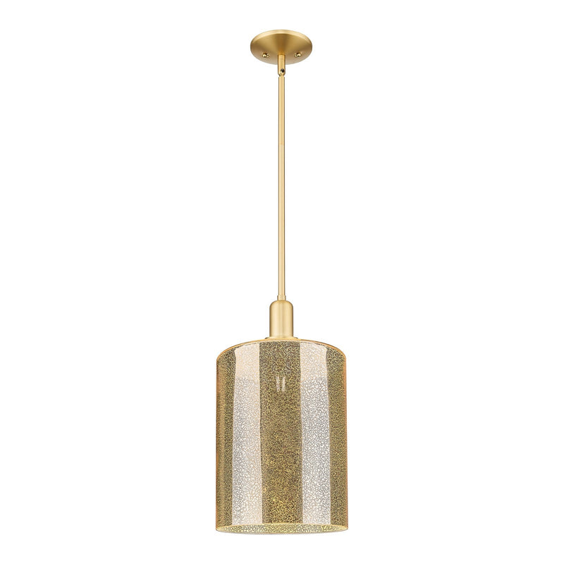 Innovations Cobbleskill 9in 1-Light Mini Pendant | Industrial Satin Gold Steel and Mercury Glass | Kitchen Island & Dining Room | Model 716-1S-SG-G116-L