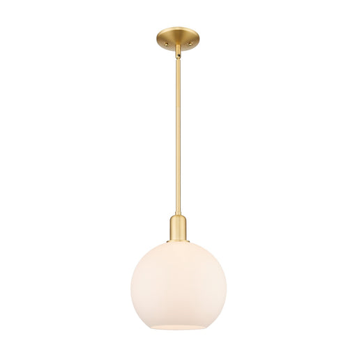 Innovations Athens 10in 1-Light Mini Pendant | Industrial Satin Gold Steel and Matte White Glass | Kitchen Island & Dining Room | Model 716-1S-SG-G121-10