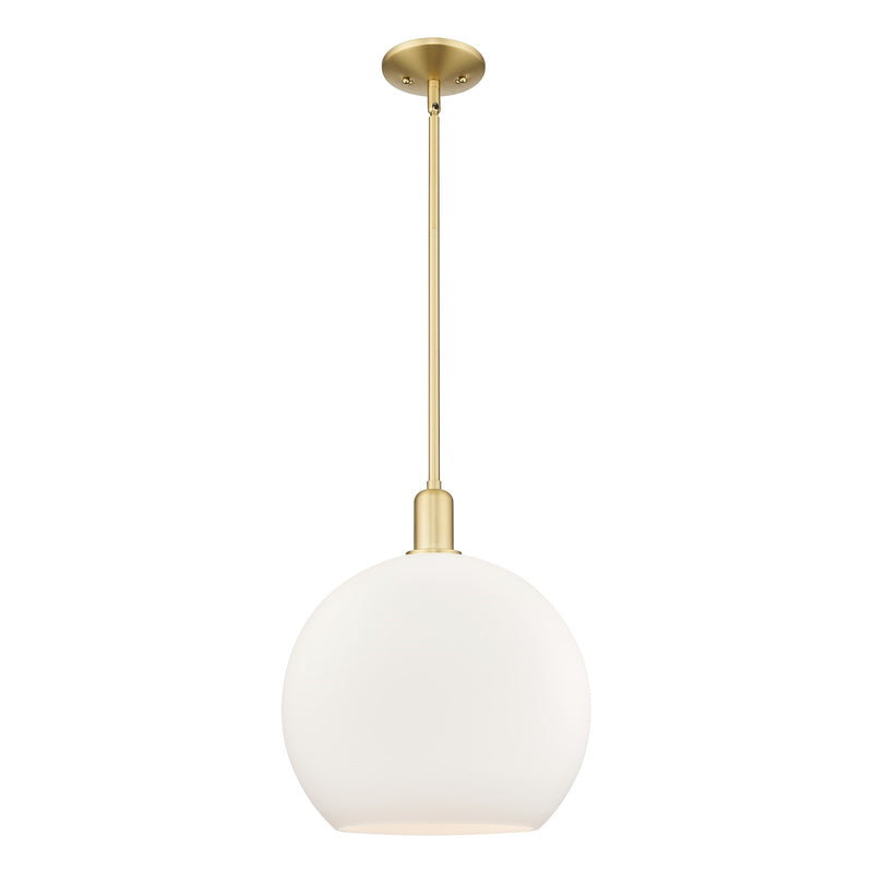 Innovations Athens 14in 1-Light Mini Pendant | Industrial Satin Gold Steel and Matte White Glass | Kitchen Island & Dining Room | Model 716-1S-SG-G121-14