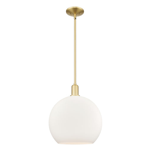 Innovations Athens 14in 1-Light Mini Pendant | Industrial Satin Gold Steel and Matte White Glass | Kitchen Island & Dining Room | Model 716-1S-SG-G121-14