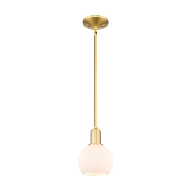 Innovations Athens 6in 1-Light Mini Pendant | Industrial Satin Gold Steel and Matte White Glass | Kitchen Island & Dining Room | Model 716-1S-SG-G121-6