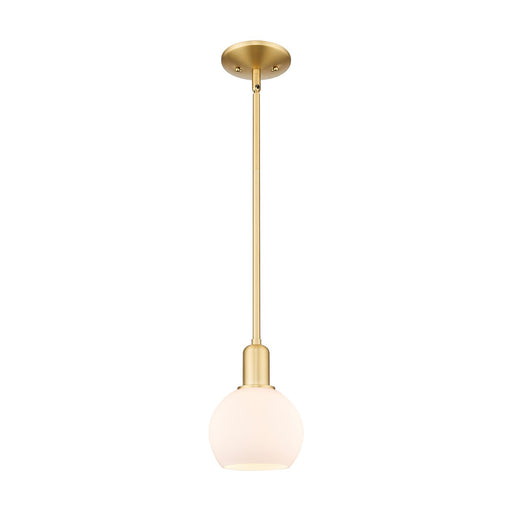 Innovations Athens 6in 1-Light Mini Pendant | Industrial Satin Gold Steel and Matte White Glass | Kitchen Island & Dining Room | Model 716-1S-SG-G121-6