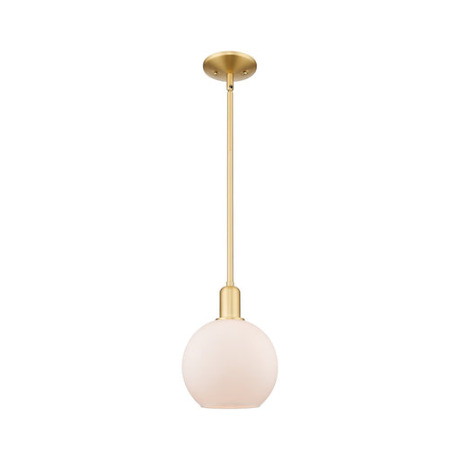 Innovations Athens 8in 1-Light Mini Pendant | Industrial Satin Gold Steel and Matte White Glass | Kitchen Island & Dining Room | Model 716-1S-SG-G121-8